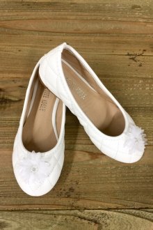 White Flower Girl Shoes with Flower